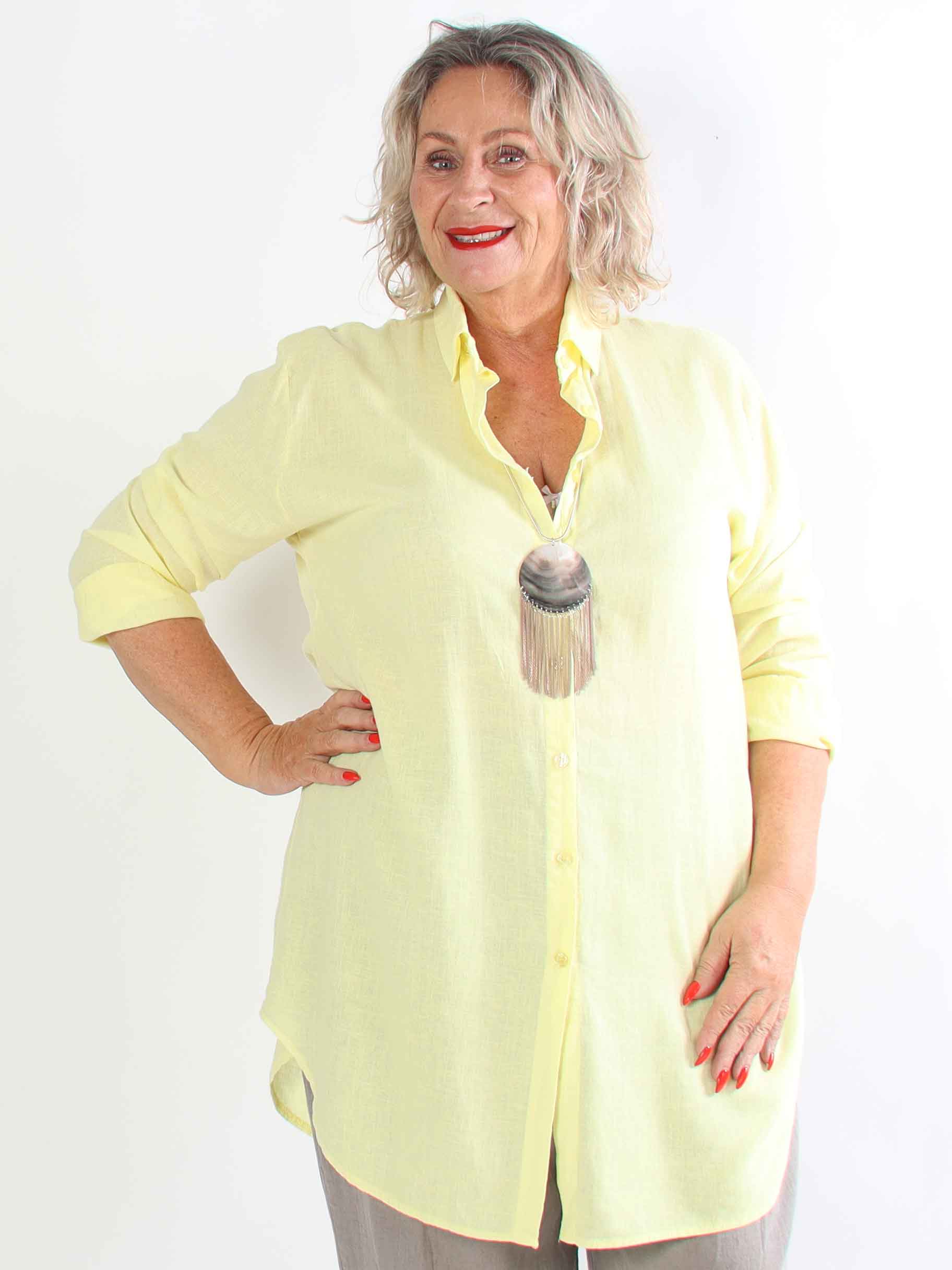 Clara Dress - Plus size skjortekjole i viskose og hør